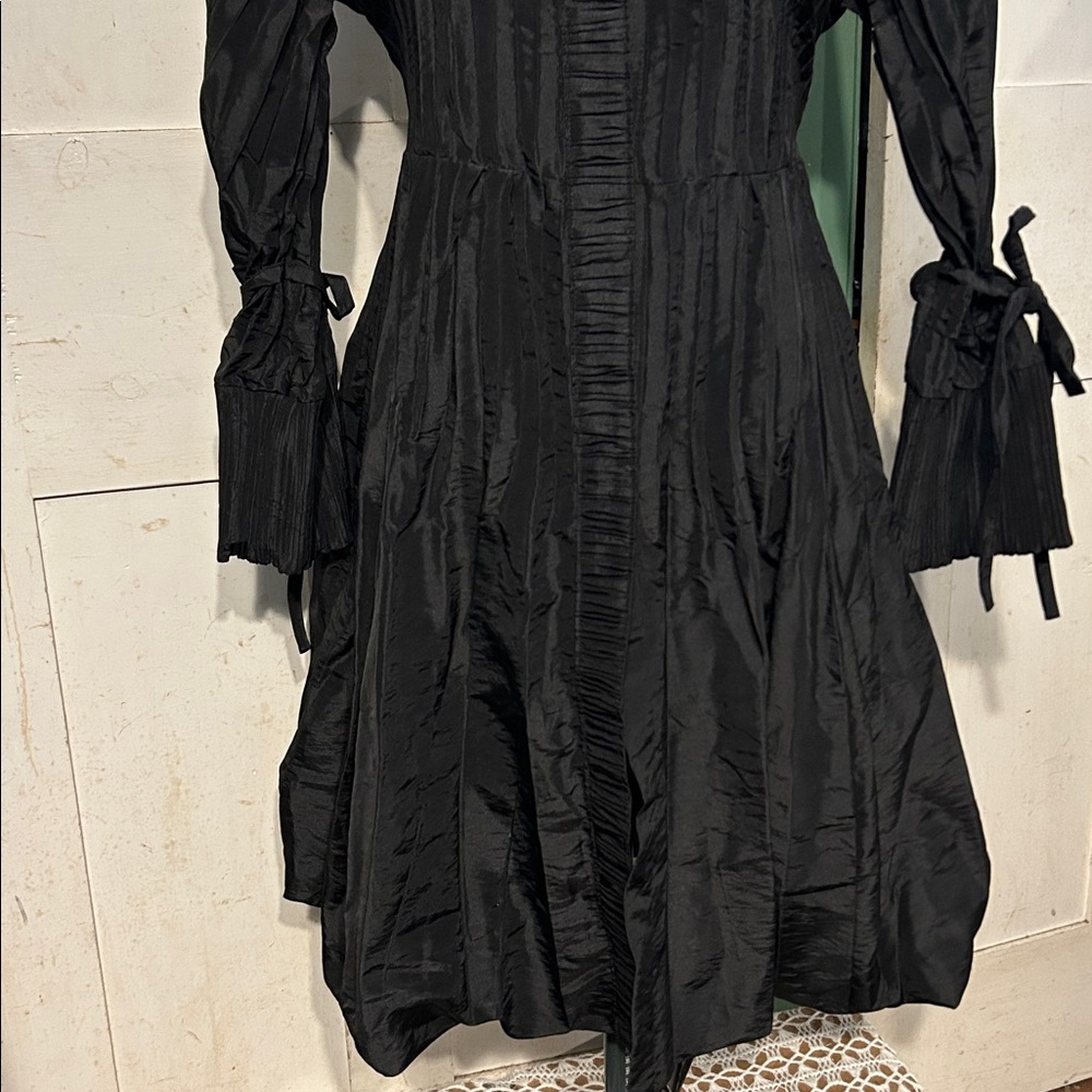 Ex Cond Jerry T Dress Coat Shacket Black Sz XL Crisp Crinkle Metallic Taffeta - Picture 5 of 16